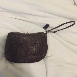Chocolate brown coach wristlet