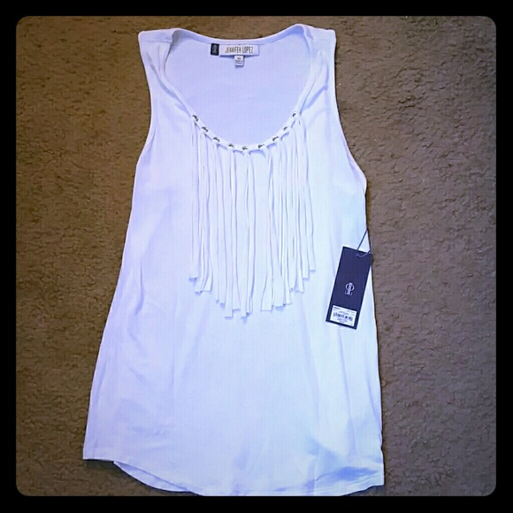 Jennifer Lopez Tops - Jennifer Lopez *White Fringe Tank Top*Nwt* XS