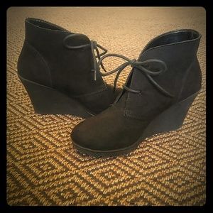 Black Wedge Booties