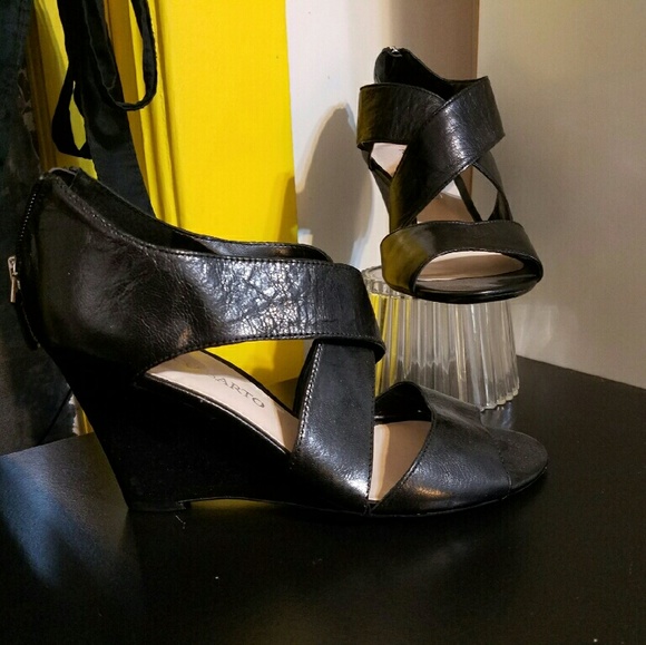Black zip up wedges