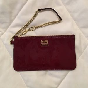 Coach Burgundy and Gold Accent Wristlet