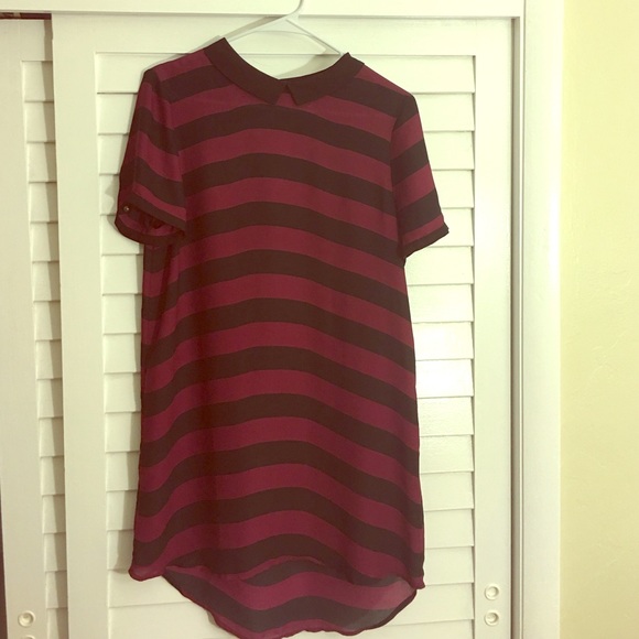 Black and red stripe sheer dress