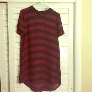 Black and red stripe sheer dress