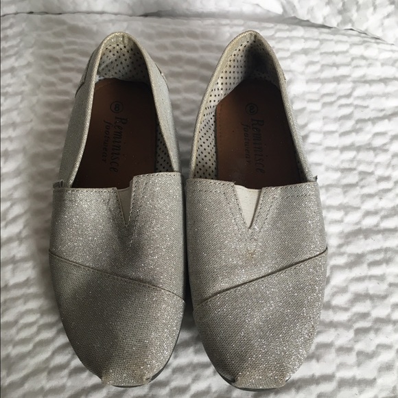 Silver glitter flats