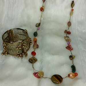 Lia Sophia lg/short stone necklace n FREE BANGLE