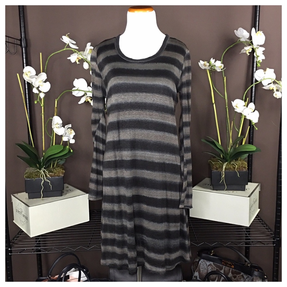 DOLAN STRIPED BROWN T SHIRT DRESS