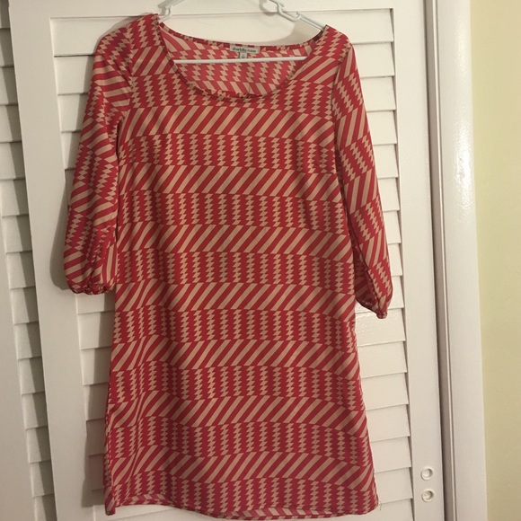 Peach and beige shift dress