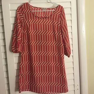 Peach and beige shift dress