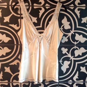 Silk Lace-trimmed Cami/Tank, Size L