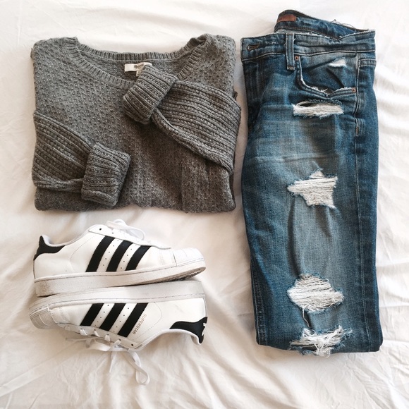 Madewell grey cable knit pullover sweater