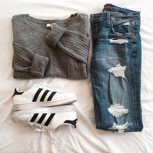 Madewell grey cable knit pullover sweater