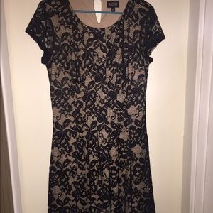 Black lace dress with nude underlay