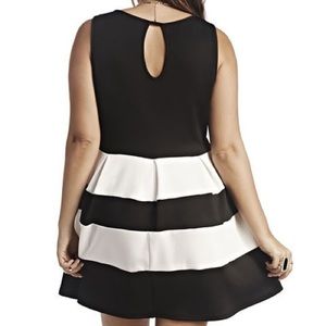 Black and White Striped Scuba Dress