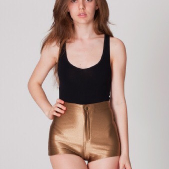 American Apparel Gold Disco Shorts