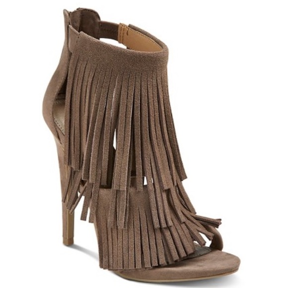 Gray Fringe Heels
