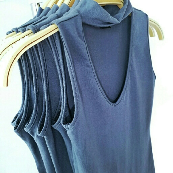 Mini Indigo Bodycon Choker Dress - Picture 2 of 4