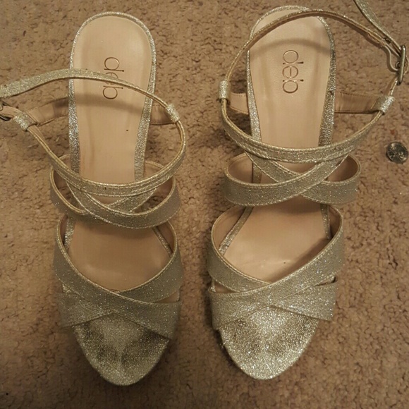 Silver high heels with diamonds on the back