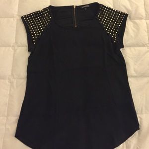 Express Black Blouse with Gold Studs