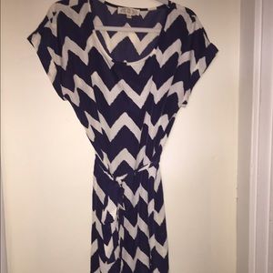 Navy and white chevron dress