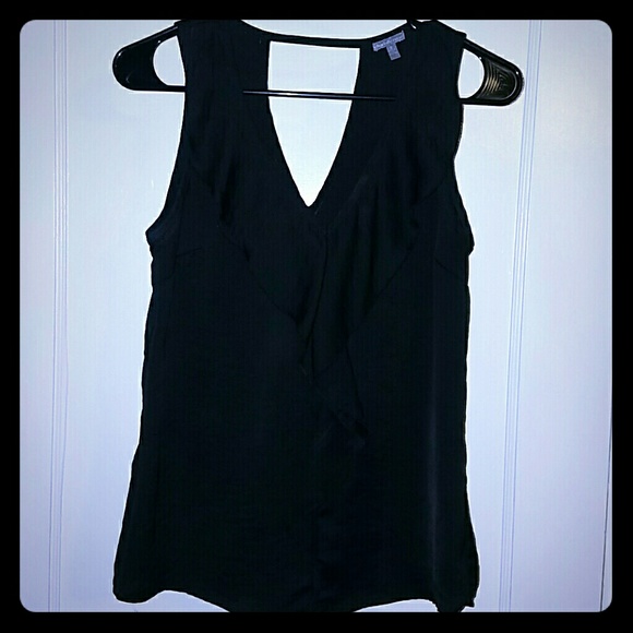 Black wide strapped ruffle tank top