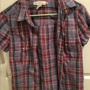 H&M Short Sleeve Plaid Button down shirt - 12