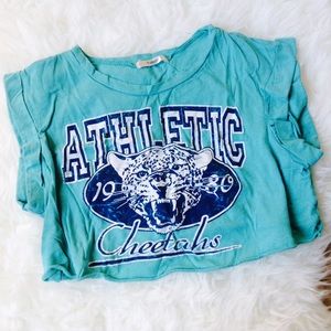 Mint cheetah crop top