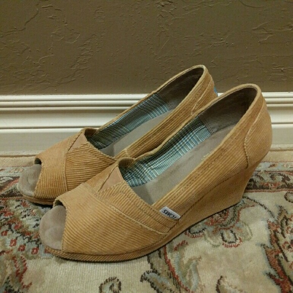 corduroy toms high heels peep toe