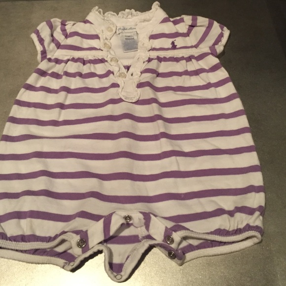 RL onesie. White with purple strips.