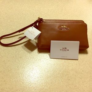 Double zipper Coach Wristlet