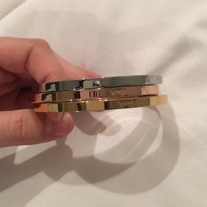 Coach Gold, Rose Gold, and Silver Bangle Set