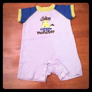 12 Month "Lil Cake Monster" Jon Jon in green/blue