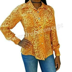 BANANA REPUBLIC Silk Button-down Animal Print top