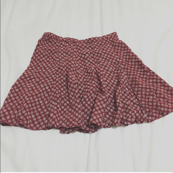 Hollister Red Print Skater Skirt