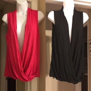 Magenta or Black Wrap Top