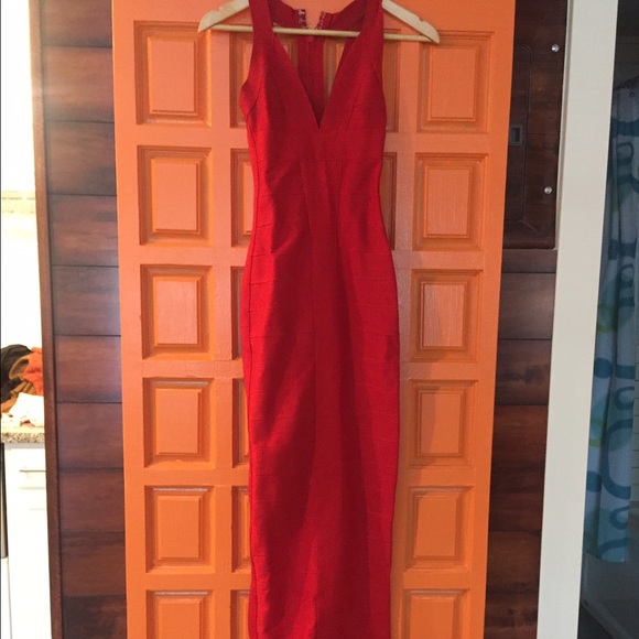 Floor length Red Bandage Dress