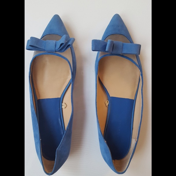 Zara blue bow leather flats