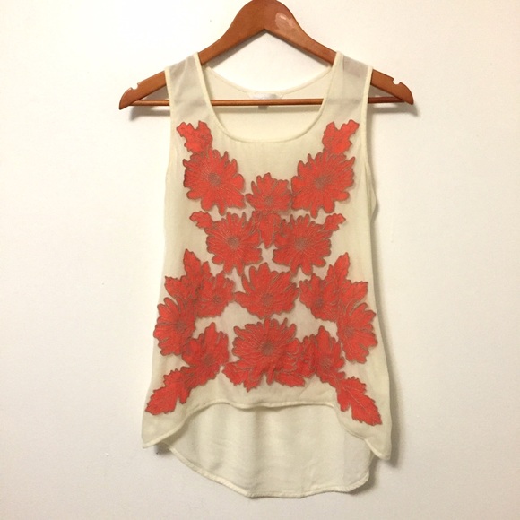 Charming Coral Floral Overlay Tank - Picture 2 of 4