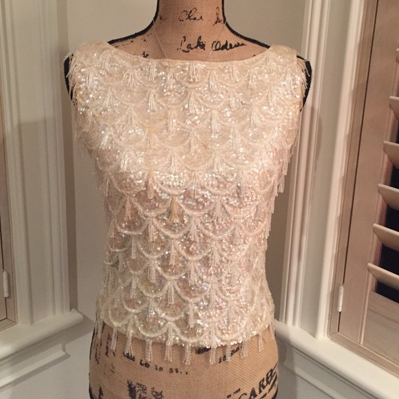 Vintage Hand Beaded Tank.