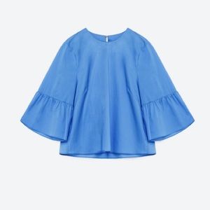 Zara Royal Blue Frilled Sleeve Top