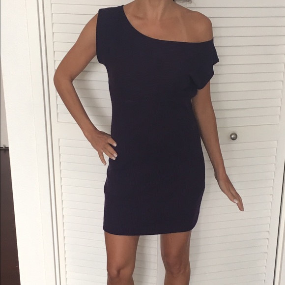 Purple off the shoulder sweater dress