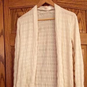 Cream eyelet shawl open cardigan