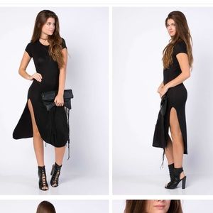 Black Inside side slit dress