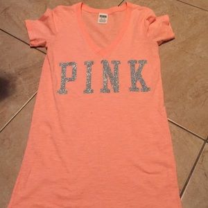Peach Victoria secret pink vneck tee never worn