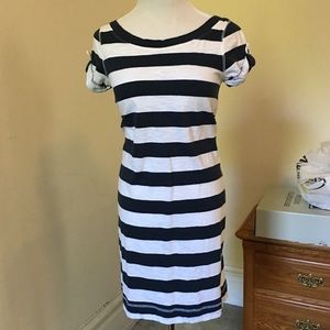 Slubby cotton striped dress