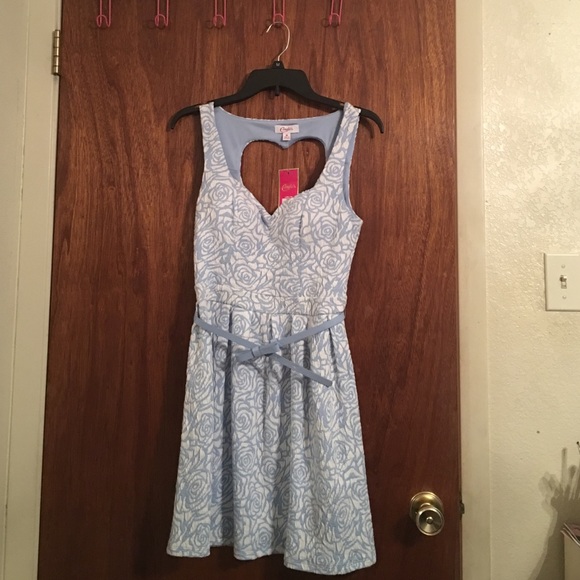 Candies Chambray Blue Sweetheart Neckline Dress