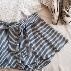 Button down striped skirt/skort