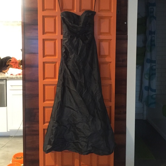 Slate Grey Strapless Gown - Picture 1 of 2