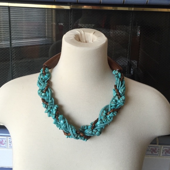 Chico's Turquoise Braided Bead Necklace