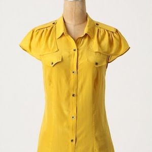 Maeve Delicate Crops Blouse Yellow Gold, size 2