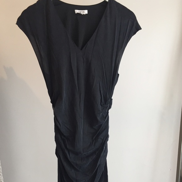 helmet Lang rouched slate gray dress